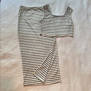 Black and White Striped Skirt Set Size M